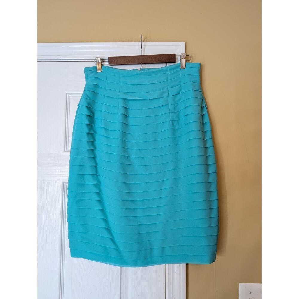 Gazzelle Ciampi for Magali Collection Silk Skirt Blue Tiered Pencil Skirt 12